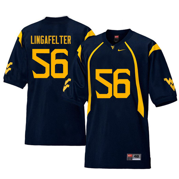 NCAA Men's Grant Lingafelter West Virginia Mountaineers Navy #56 Nike Stitched Football College Retro Authentic Jersey DQ23X15II